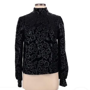 Calligraphie Black Velvet Floral Blouse size S